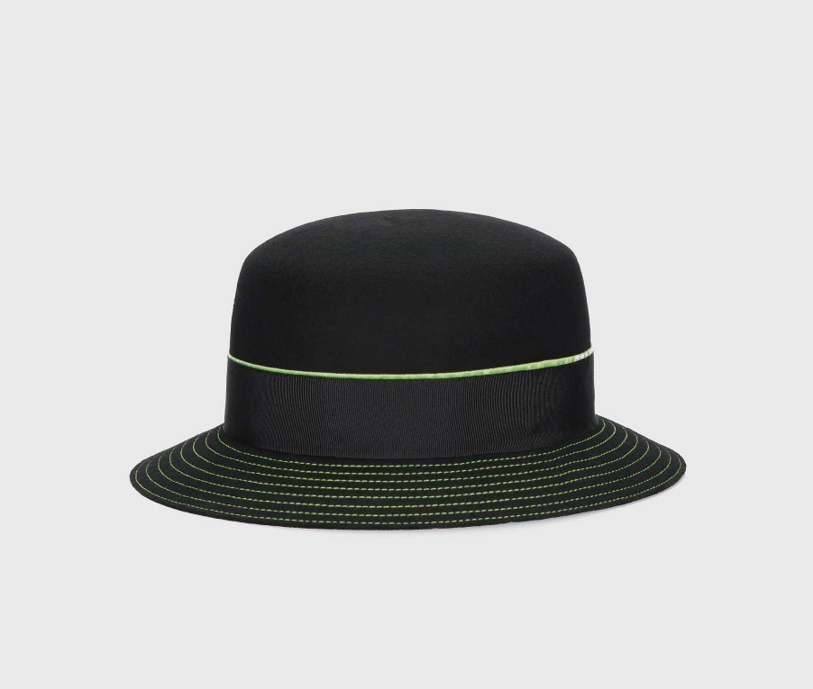 Chapeaux Borsalino | Bande De Chapeau En Feutre De Laine Zoe Avec Garniture En Gros-Grain Et Velours