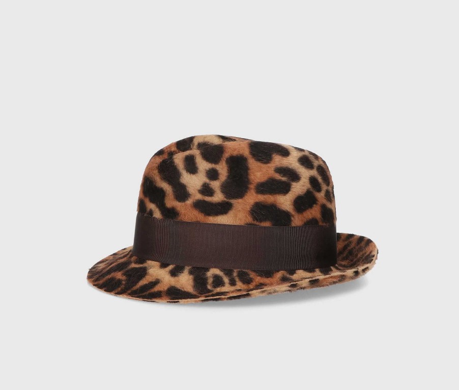 Chapeaux Borsalino | Trilby Feutre Melusine Imprime Leopard