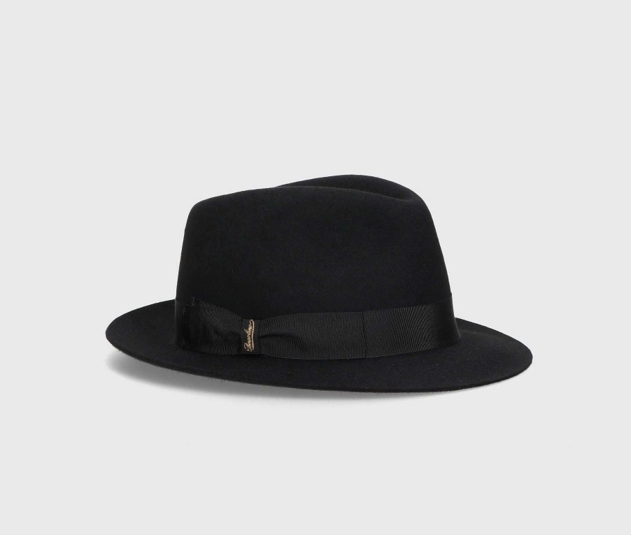 Chapeaux Borsalino | Fedora Feutre Brosse Petit Bord