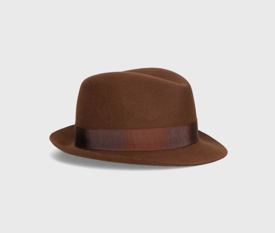 Chapeaux Borsalino | Trilby En Feutre Brosse A Petit Bord