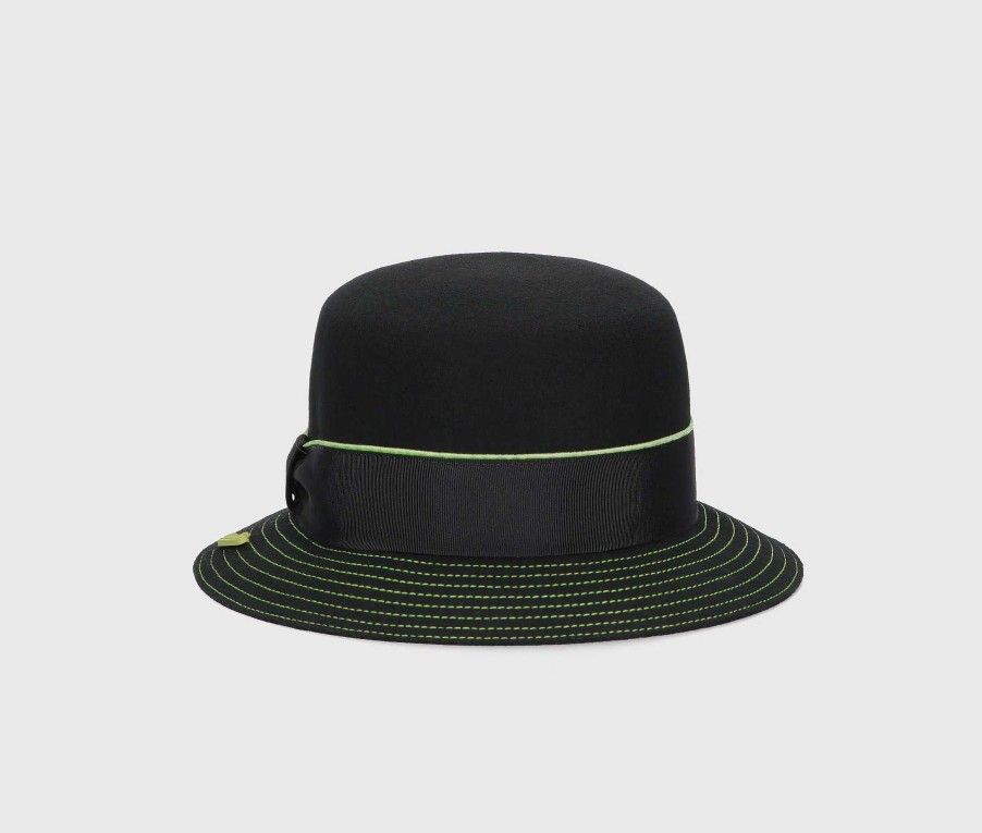 Chapeaux Borsalino | Bande De Chapeau En Feutre De Laine Zoe Avec Garniture En Gros-Grain Et Velours